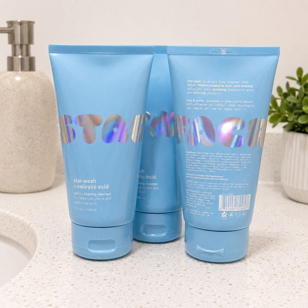 3 Pack Starface Star Wash + Salicylic Acid Cleanser 5 Oz For Sensitive Skin